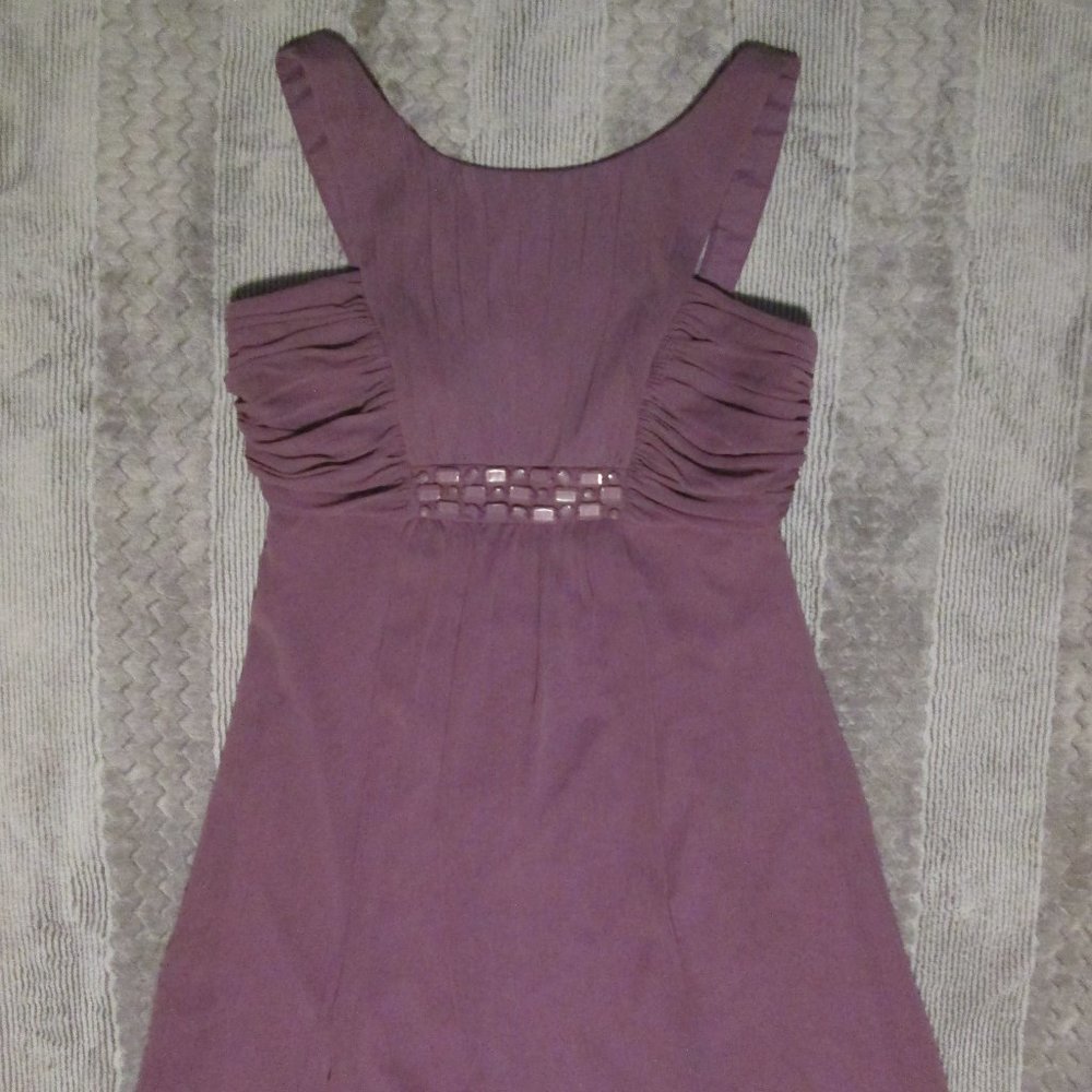 David's Bridal Lavender Purple Chiffon Midi Cocktail Bridesmaid Dress 12 F13671